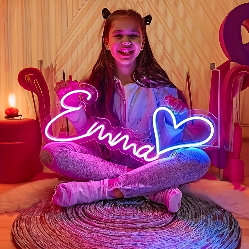 Neon Sign Party - カスタムネオンLEDウォールサイン（調光器付き）、USB電源装飾ライト（寝室、パーティー、結婚式、誕生日用）-パーソナライズ可能