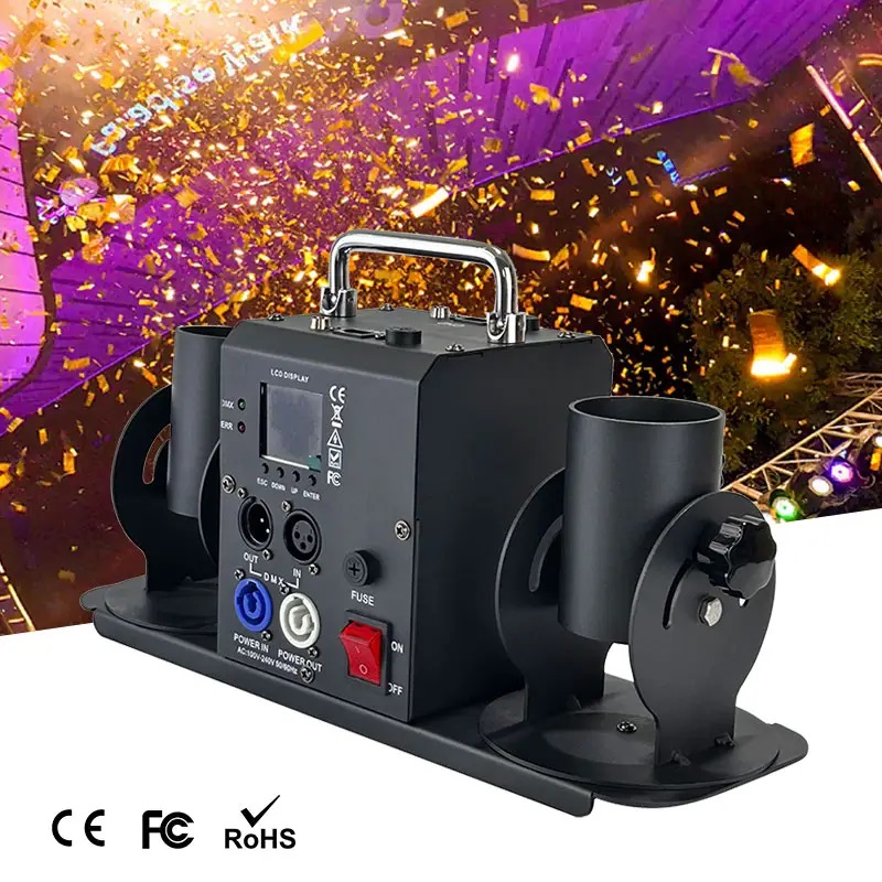 ステージ効果ダブルヘッド紙吹雪マシン DMX512 ストリー - Confetti Cannon Tube のレビューと価格