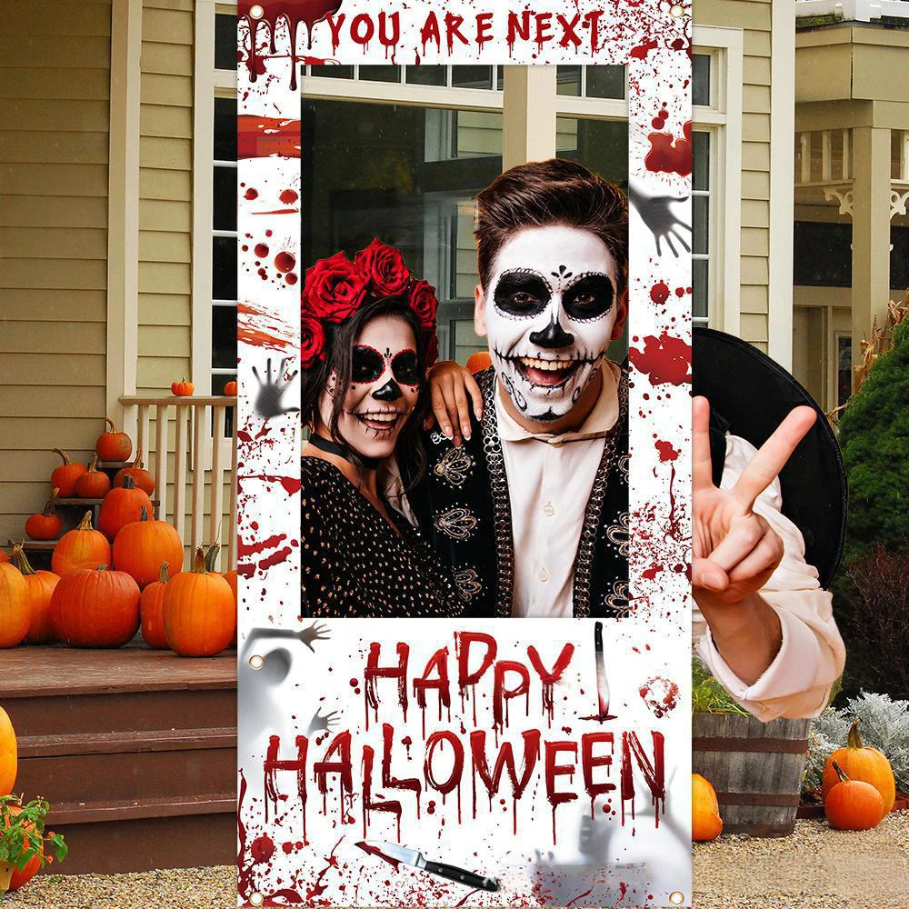 ハッピーハロウィン写真背景、ホラー血まみれの手形フォトブース - Photo Booth Frame のレビューと価格